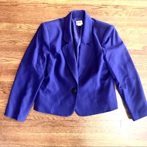 Vintage 80s Women's Oversized Cobalt Blue Wool Blazer